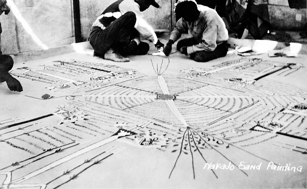 A Navajo sandpainting of the kind created and destroyed within a healing chantway