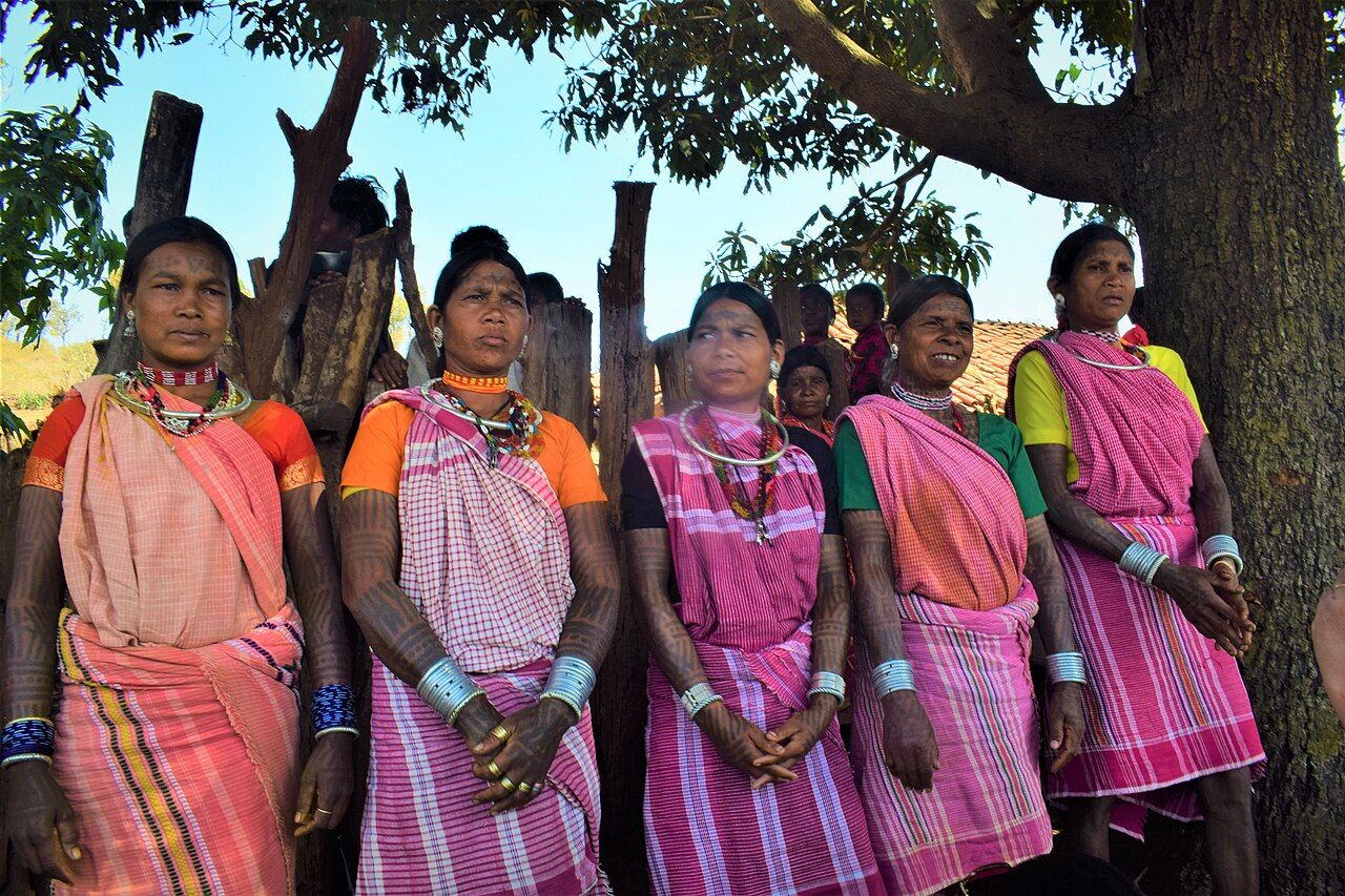 Baiga women of central India whose traditional tattooing marks stages of life on the skin