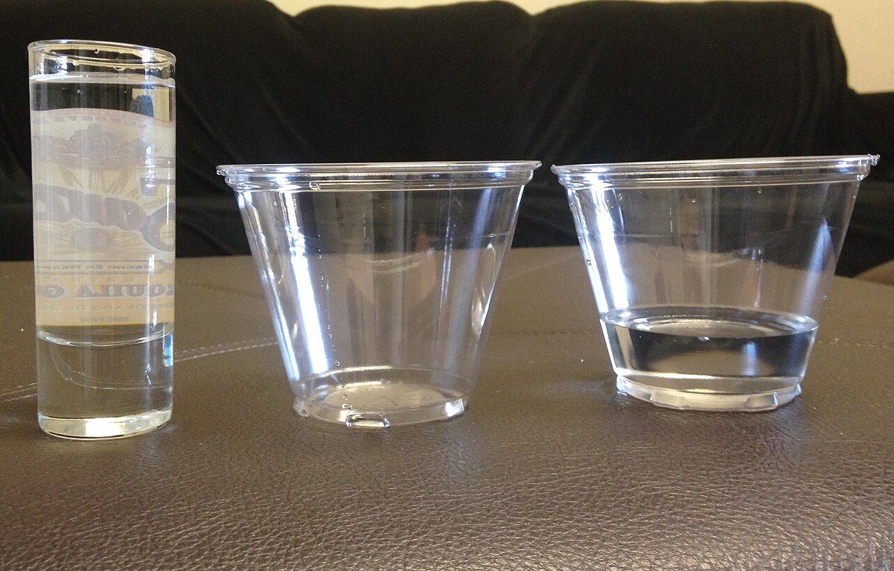 Piaget's conservation task: two equal rows of objects, one spread out to look longer
