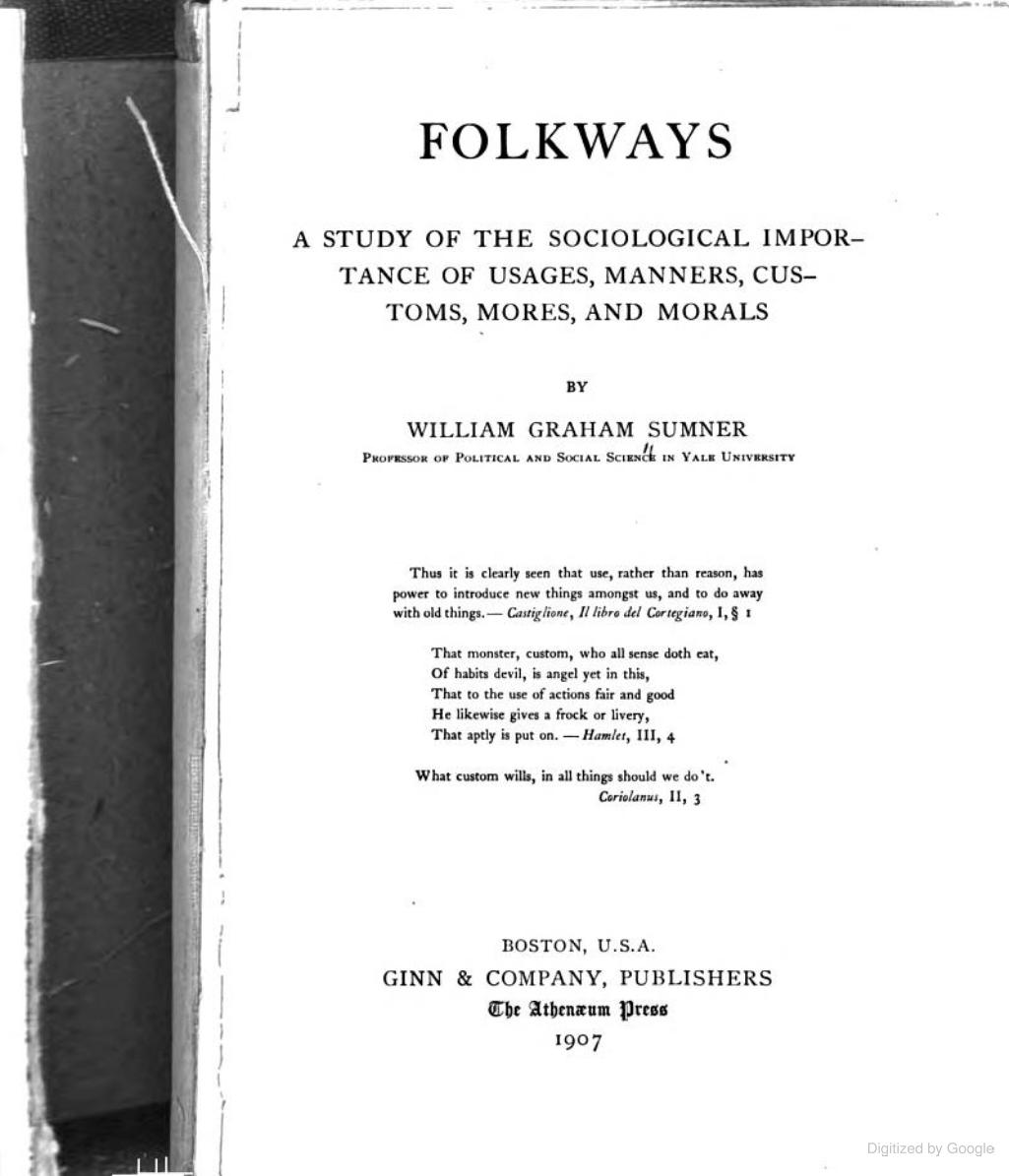 Title page of William Graham Sumner's 1906 book Folkways