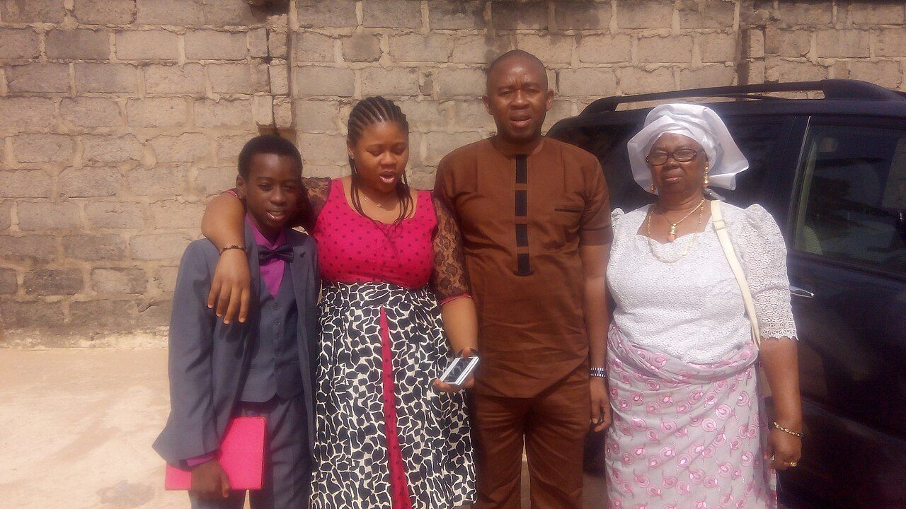 Guests and family gathered together at a wedding reception