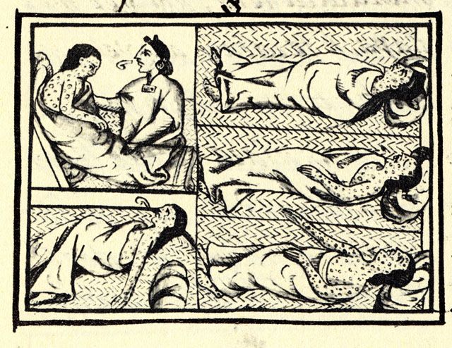 A Nahua artist&rsquo;s depiction of the smallpox epidemic in the Florentine Codex, compiled under Bernardino de Sahag&uacute;n &mdash; disease recorded from the inside.